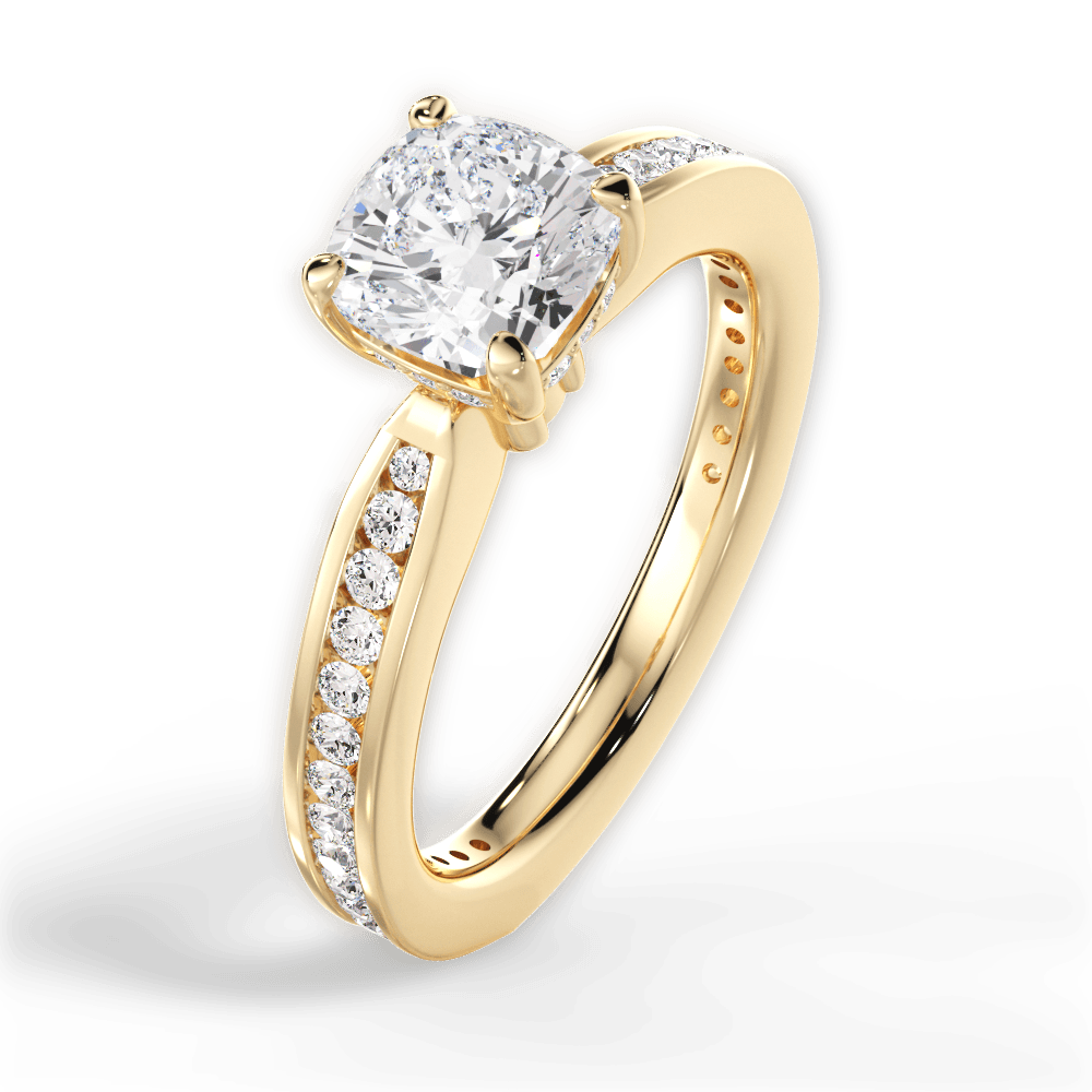Katelyn Cushion Cut Lab Grown Diamond 18Kt Yellow Gold Engagement Ring - View 4