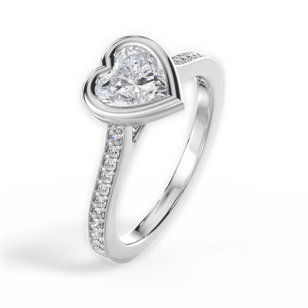 Deanna Heart Cut Lab Grown Diamond 18Kt White Gold Engagement Ring - View 4