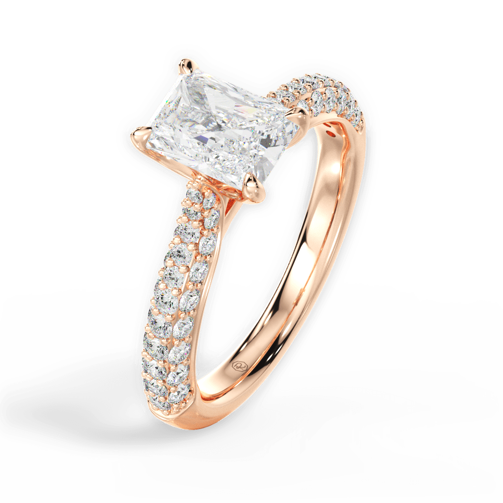 Kira Radiant Cut Lab Grown Diamond 18Kt Rose Gold Engagement Ring - View 3
