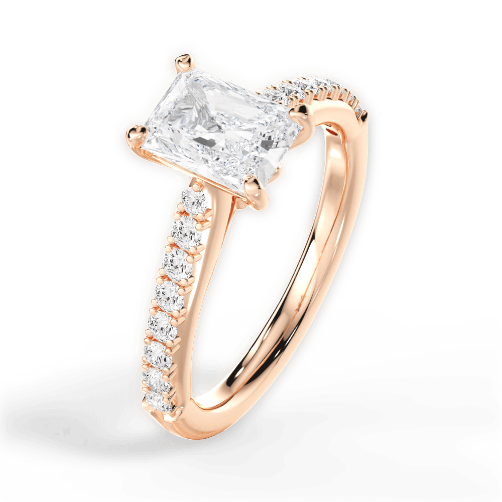 Elizabeth Radiant Cut Lab Grown Diamond 18Kt Rose Gold Engagement Ring - View 2