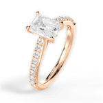 Elizabeth Radiant Cut Lab Grown Diamond 18Kt Rose Gold Engagement Ring - View 2
