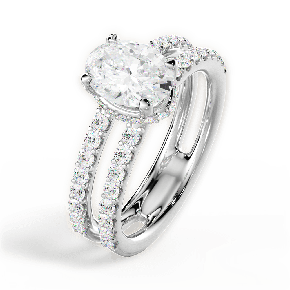 Christie Oval Cut Lab Grown Diamond 18Kt White Gold Engagement Ring - View 3