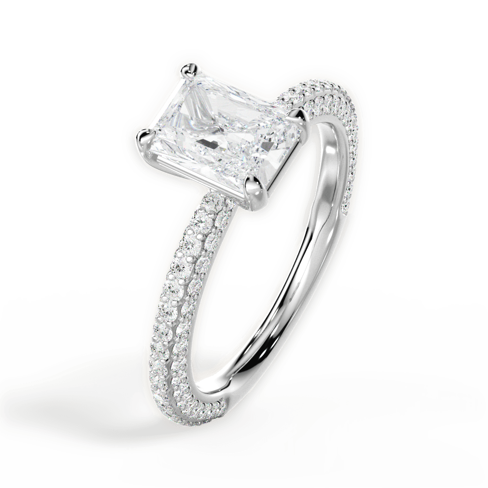 Kristen Radiant Cut Lab Grown Diamond Platinum Engagement Ring - View 4