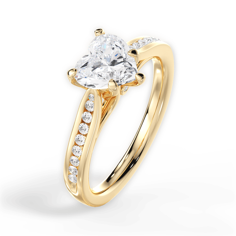 Elena Heart Cut Lab Grown Diamond 18Kt Yellow Gold Engagement Ring - View 3