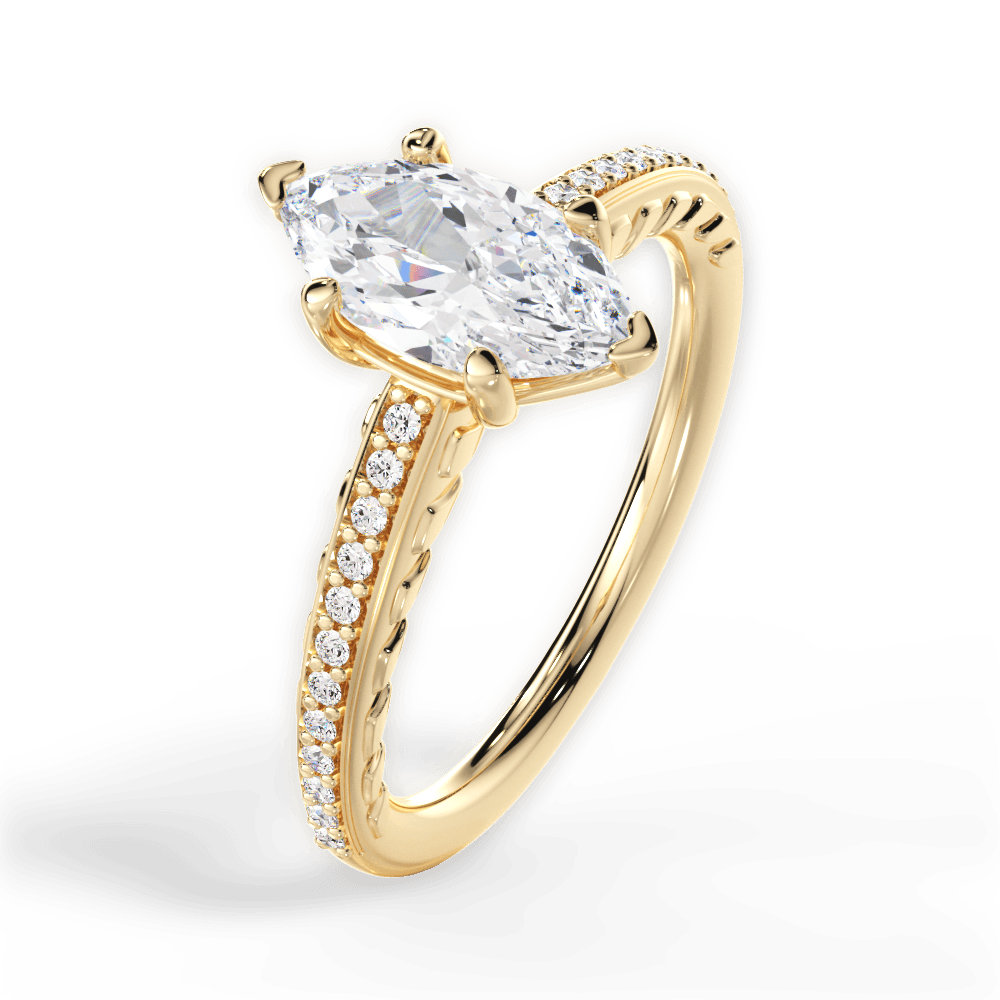 Caroline Marquise Cut Lab Grown Diamond 18Kt Yellow Gold Engagement Ring - View 3