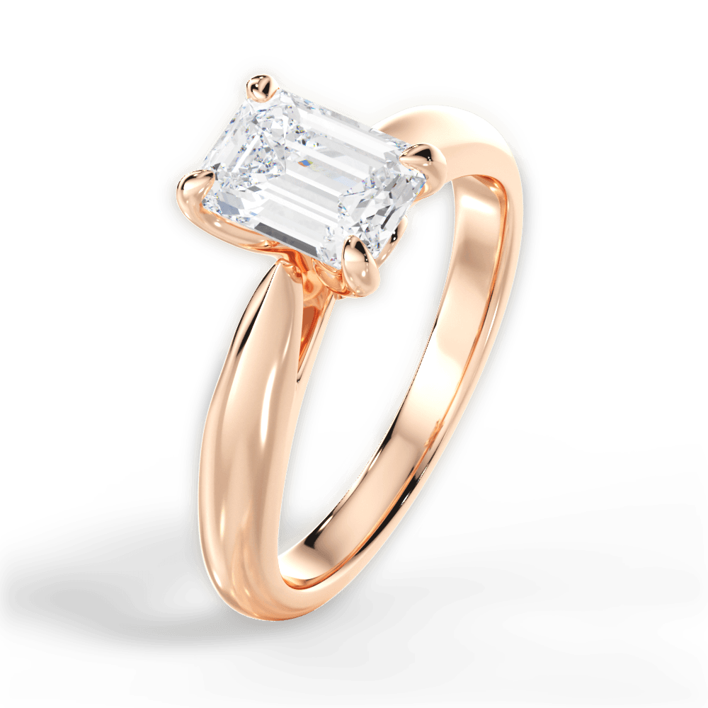 Dolores Emerald Cut Lab Grown Diamond 18Kt Rose Gold Engagement Ring - View 4