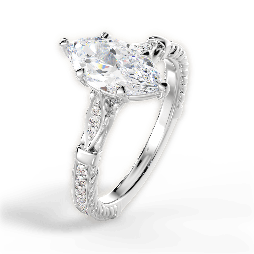 Gabriela Marquise Cut Lab Grown Diamond 14Kt White Gold Engagement Ring - View 2