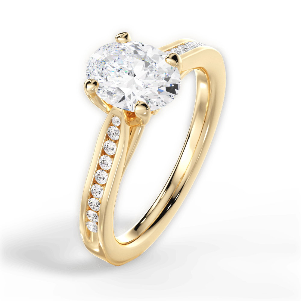 Elena Oval Cut Lab Grown Diamond 18Kt Yellow Gold Engagement Ring - View 4