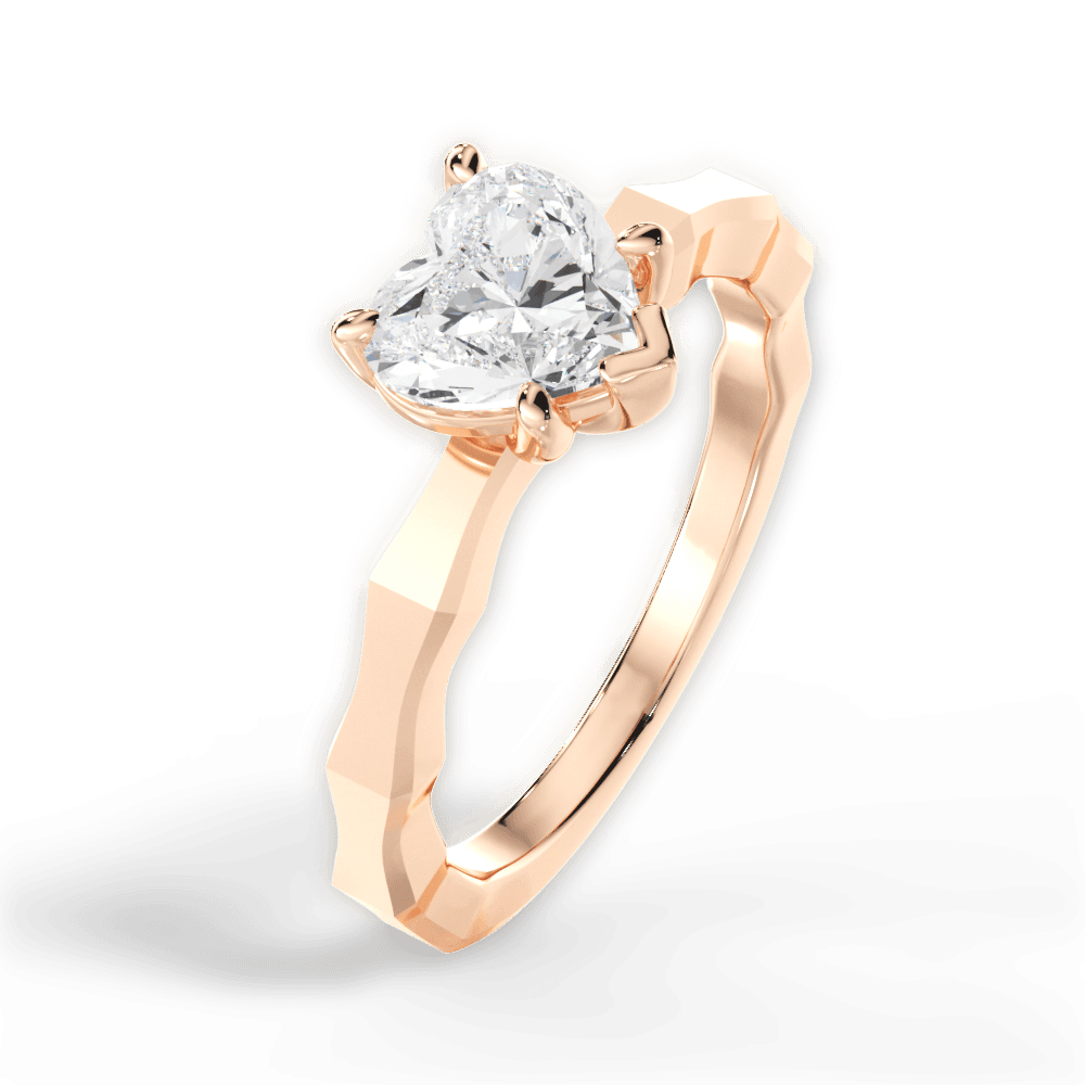 Aaliyah Heart Cut Lab Grown Diamond 18Kt Rose Gold Engagement Ring - View 2