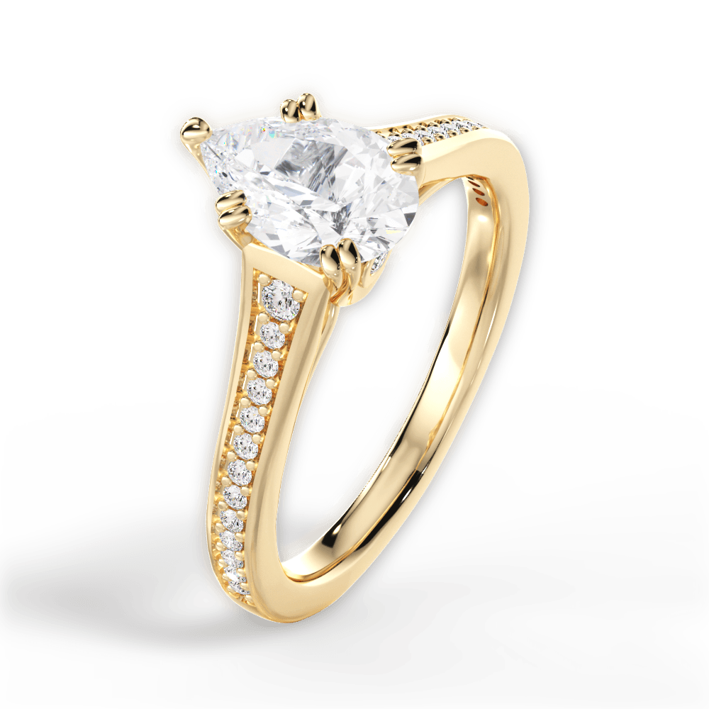 Delia Pear Cut Lab Grown Diamond 18Kt Yellow Gold Engagement Ring - View 4