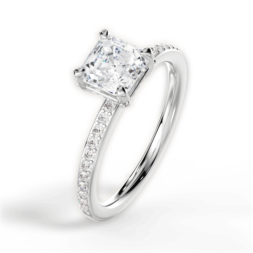 Janice Asscher Cut Lab Grown Diamond Platinum Engagement Ring - View 2