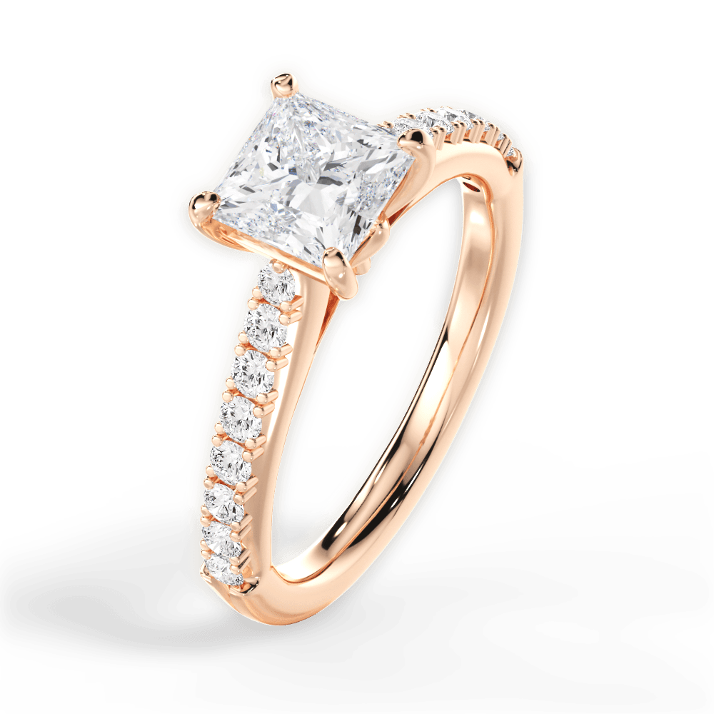 Elizabeth Princess Cut Lab Grown Diamond 18Kt Rose Gold Engagement Ring - View 2