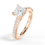 Elizabeth Princess Cut Lab Grown Diamond 18Kt Rose Gold Engagement Ring - View 2