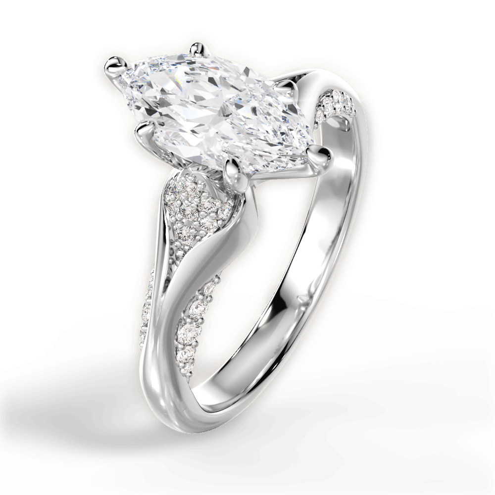 Isabel Marquise Cut Lab Grown Diamond Platinum Engagement Ring - View 4