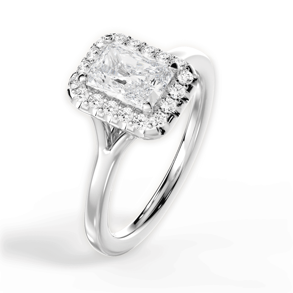 Geneva Radiant Cut Lab Grown Diamond Platinum Engagement Ring - View 4