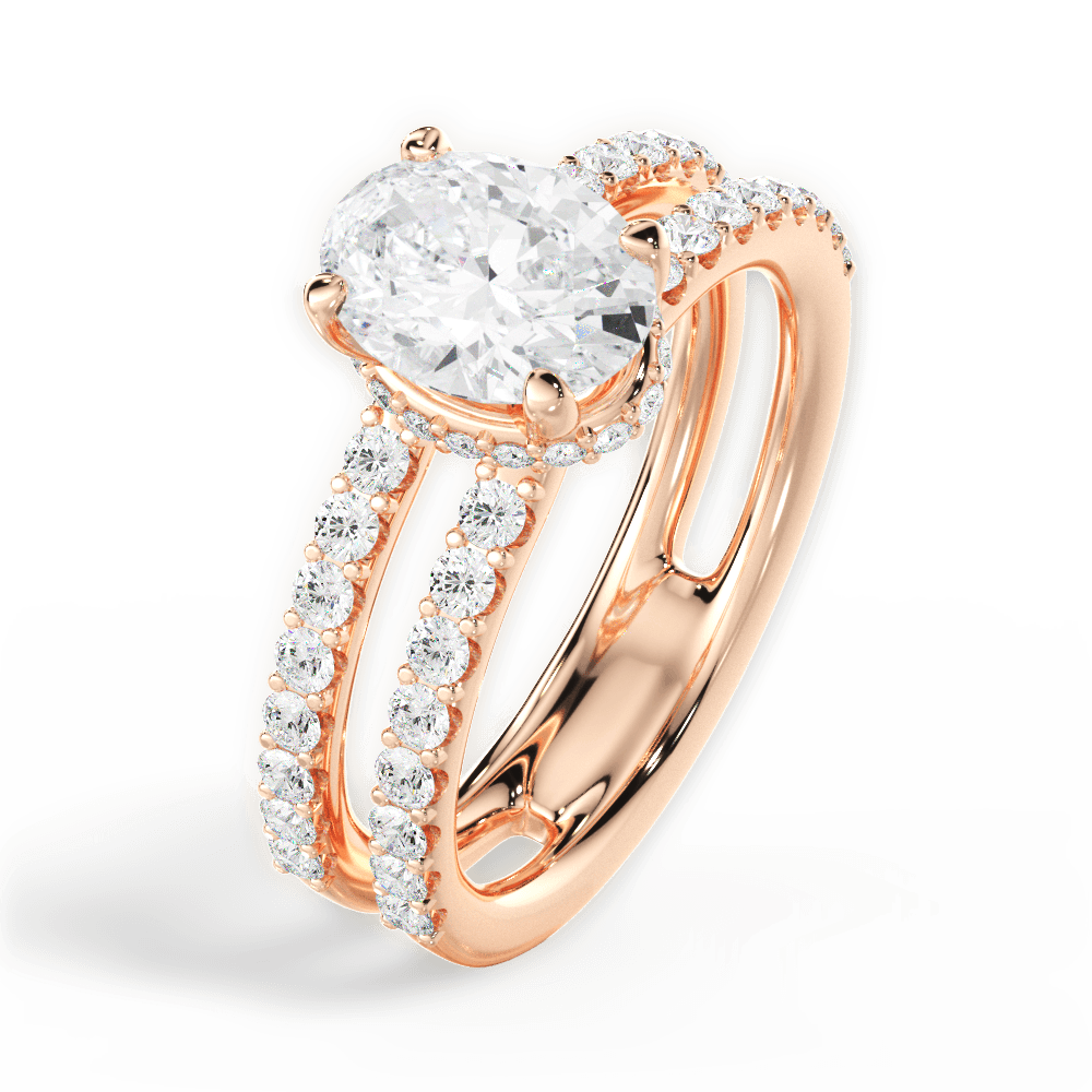 Christie Oval Cut Lab Grown Diamond 18Kt Rose Gold Engagement Ring - View 3