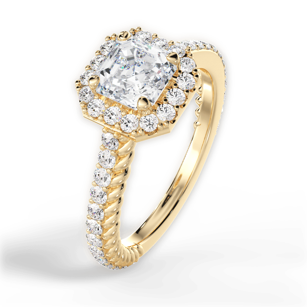 Kim Asscher Cut Lab Grown Diamond 18Kt Yellow Gold Engagement Ring - View 2