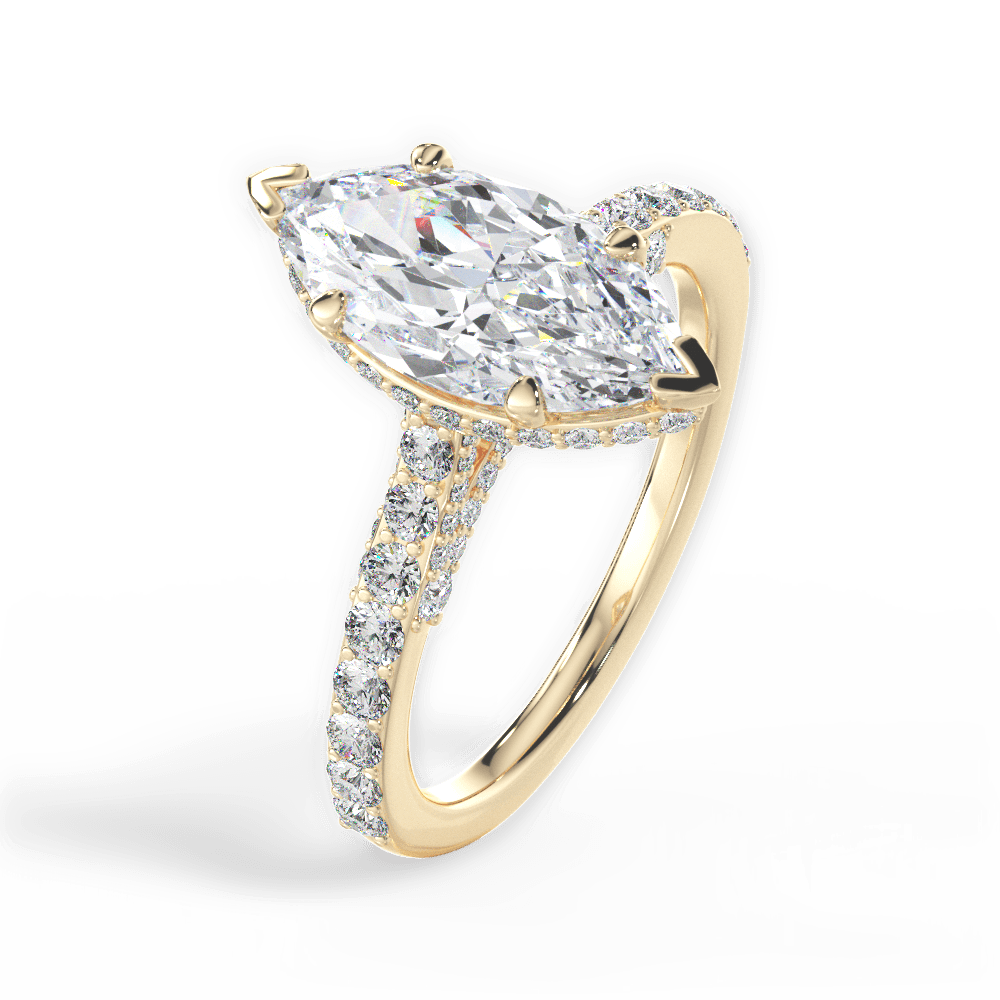 Laura Marquise Cut Lab Grown Diamond 18Kt Yellow Gold Engagement Ring - View 4