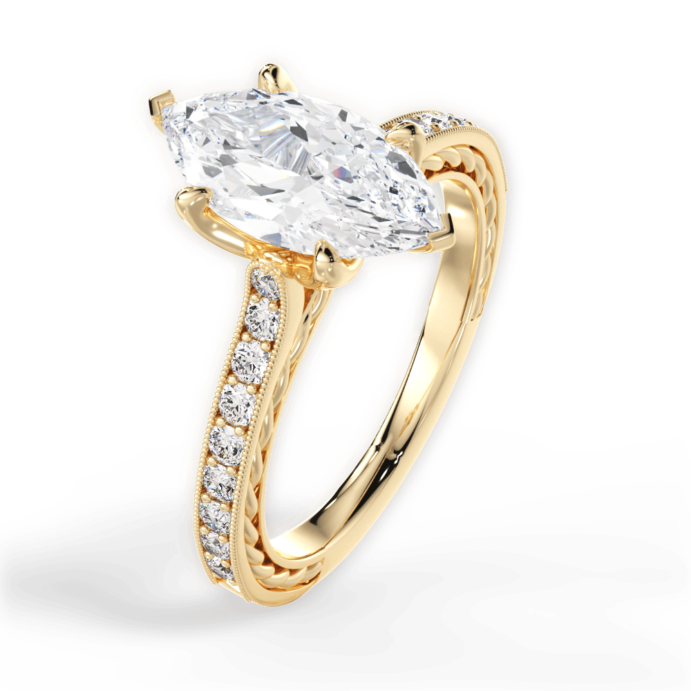 Gilda Marquise Cut Lab Grown Diamond 18Kt Yellow Gold Engagement Ring - View 3
