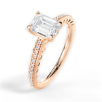 Caroline Emerald Cut Lab Grown Diamond 18Kt Rose Gold Engagement Ring - View 4