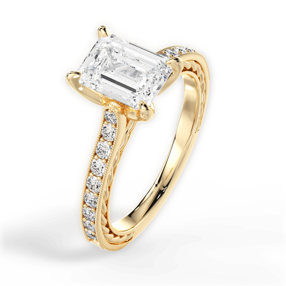 Gilda Emerald Cut Lab Grown Diamond 18Kt Yellow Gold Engagement Ring - View 4