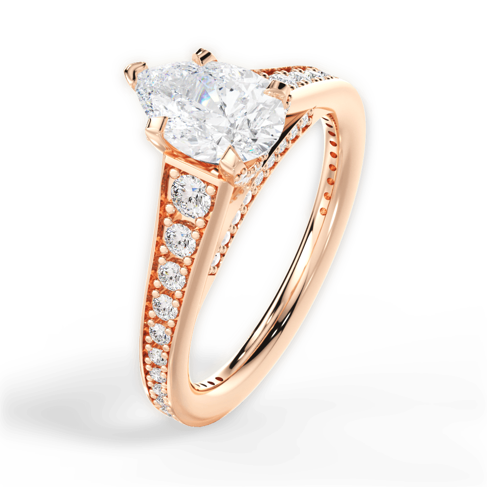 Leslie Pear Cut Lab Grown Diamond 18Kt Rose Gold Engagement Ring - View 4