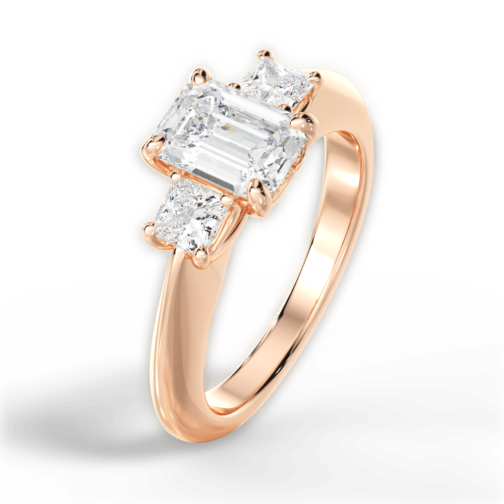 Dorothy Emerald Cut Lab Grown Diamond 18Kt Rose Gold Engagement Ring - View 3