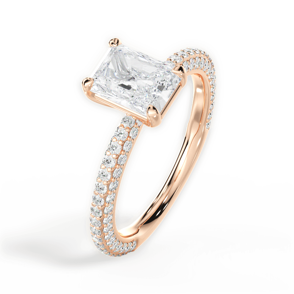 Kristen Radiant Cut Lab Grown Diamond 18Kt Rose Gold Engagement Ring - View 3