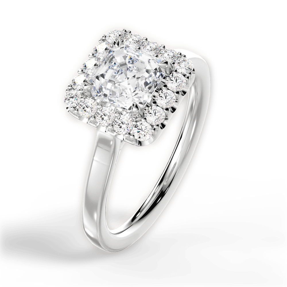 Fiona Asscher Cut Lab Grown Diamond Platinum Engagement Ring - View 3