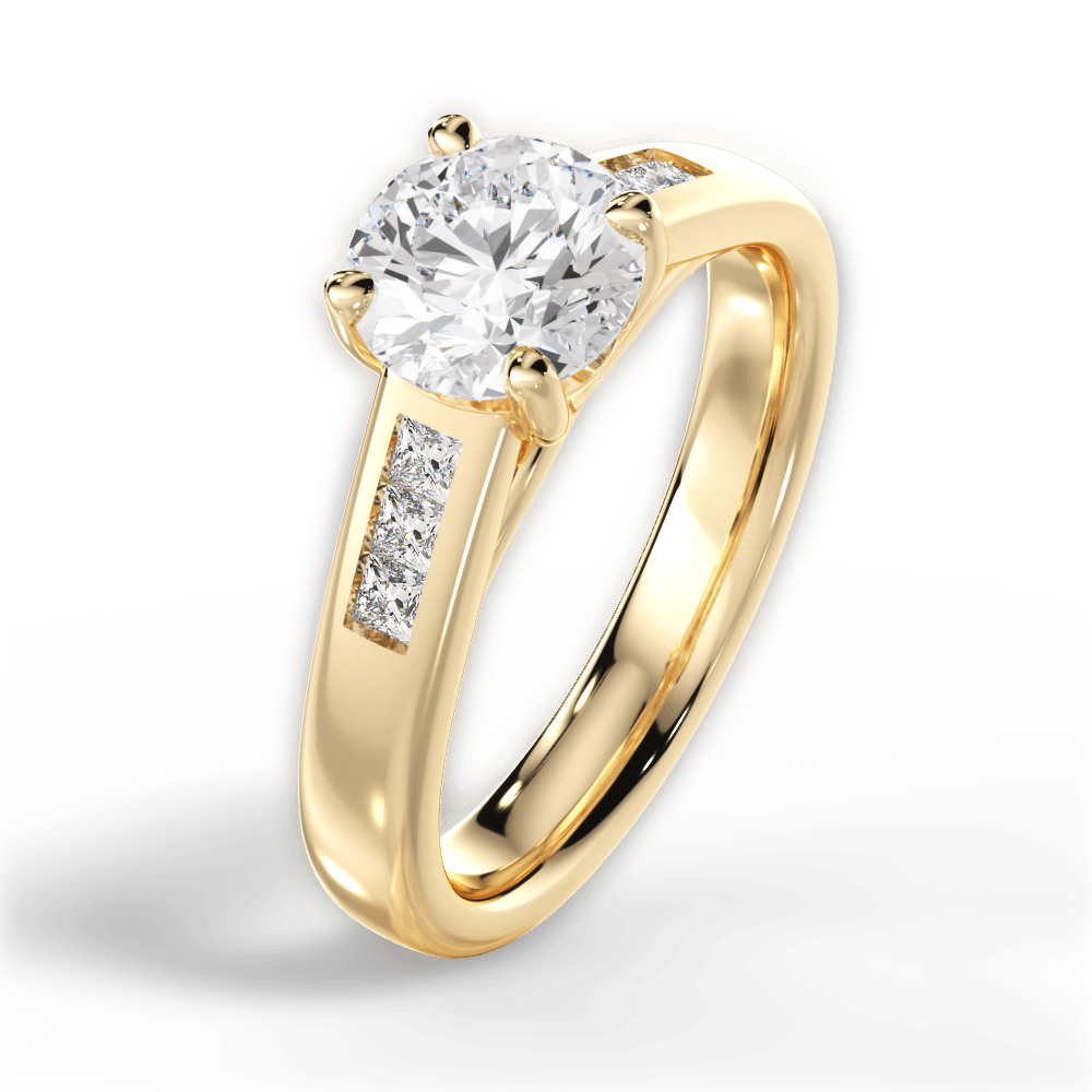 Brittany Round Cut Lab Grown Diamond 18Kt Yellow Gold Engagement Ring - View 4