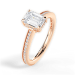 Janet Emerald Cut Lab Grown Diamond 18Kt Rose Gold Engagement Ring - View 2