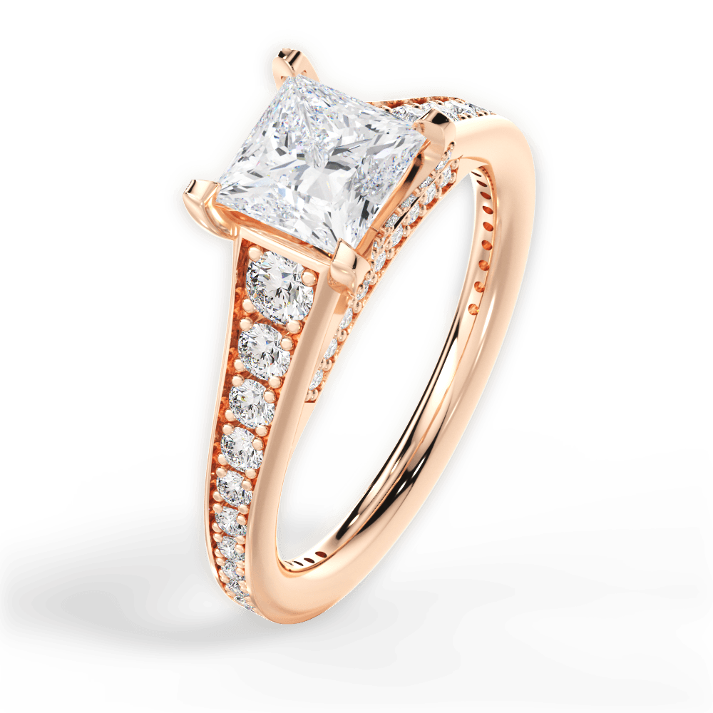 Leslie Princess Cut Lab Grown Diamond 18Kt Rose Gold Engagement Ring - View 3