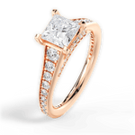 Leslie Princess Cut Lab Grown Diamond 18Kt Rose Gold Engagement Ring - View 3
