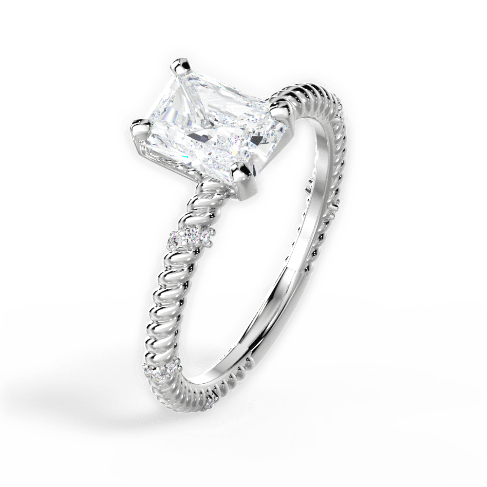 Chloe Radiant Cut Lab Grown Diamond Platinum Engagement Ring - View 2