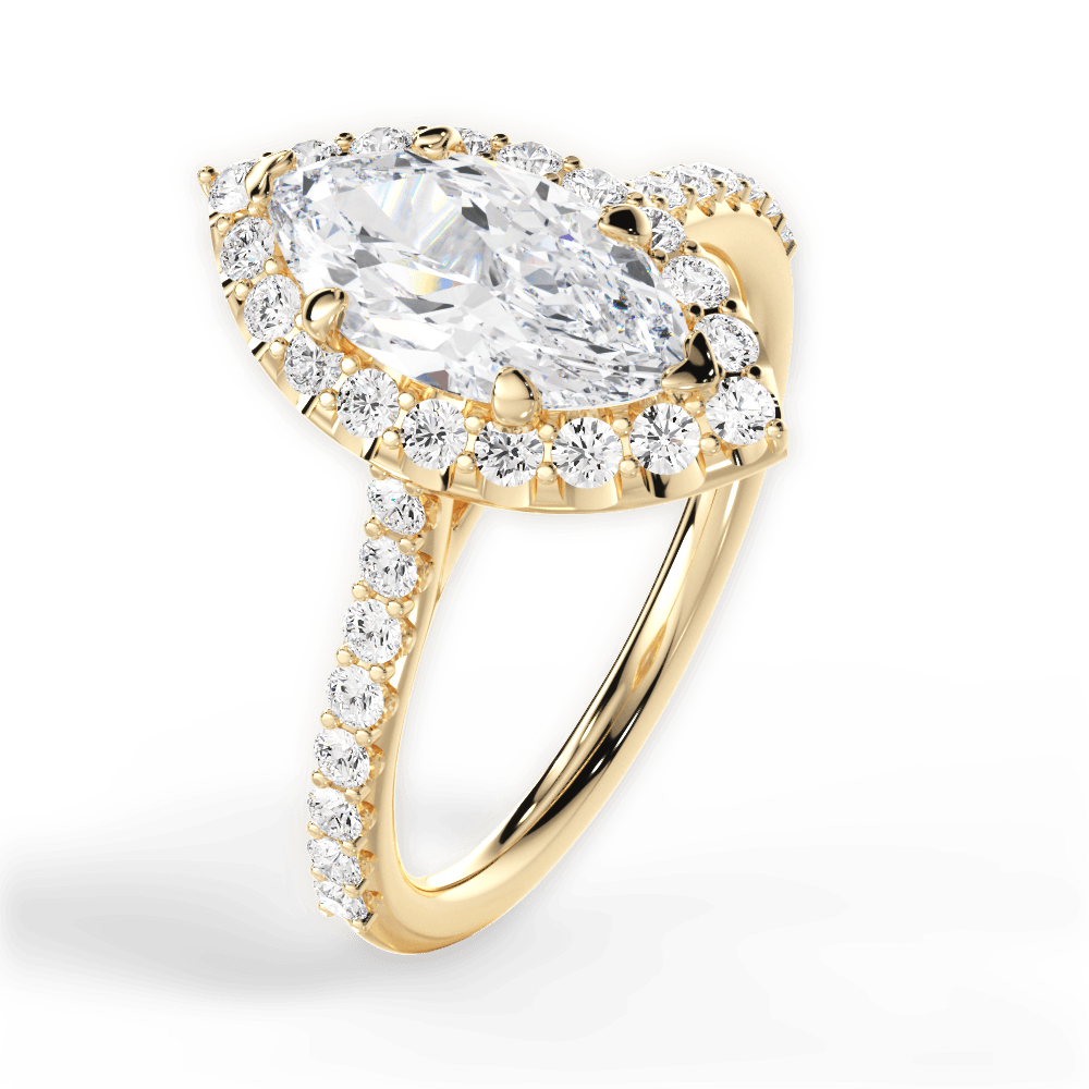 Leah Marquise Cut Lab Grown Diamond 18Kt Yellow Gold Engagement Ring - View 3