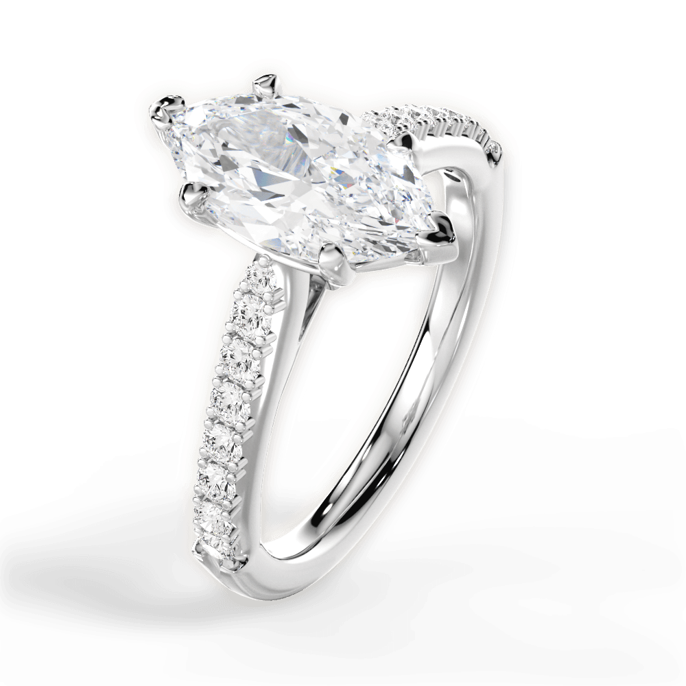 Elizabeth Marquise Cut Lab Grown Diamond 18Kt White Gold Engagement Ring - View 2