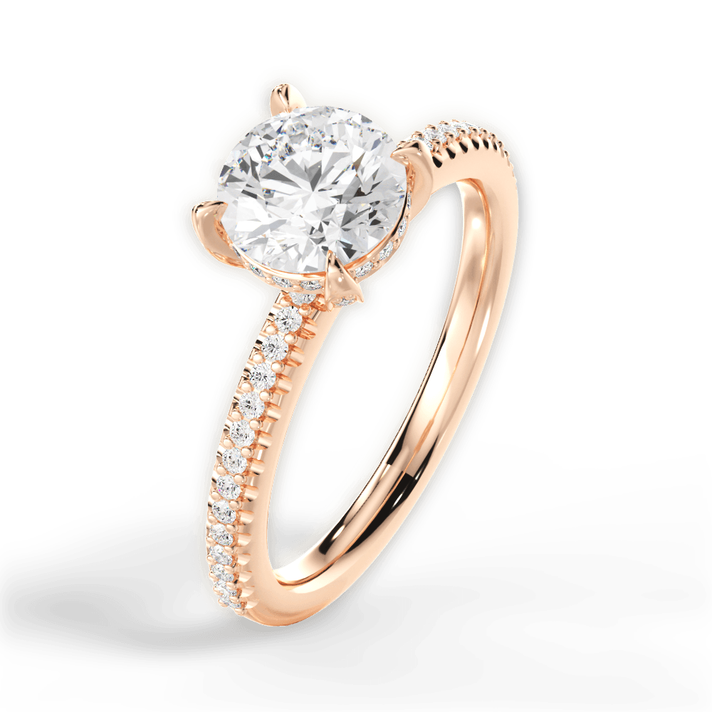 Helen Round Cut Lab Grown Diamond 18Kt Rose Gold Engagement Ring - View 2