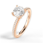 Helen Round Cut Lab Grown Diamond 18Kt Rose Gold Engagement Ring - View 2