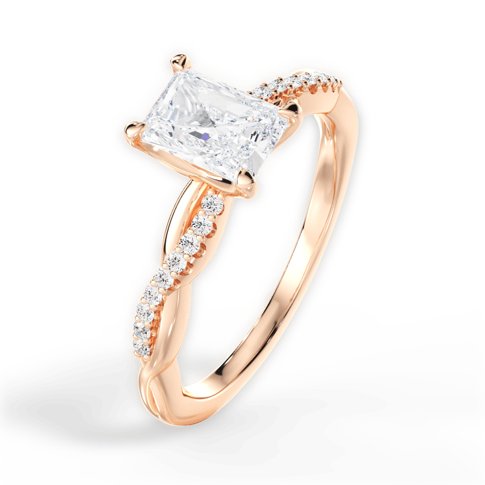 Charlotte Radiant Cut Lab Grown Diamond 18Kt Rose Gold Engagement Ring - View 3