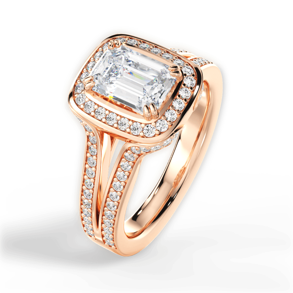 Mackenzie Emerald Cut Lab Grown Diamond 18Kt Rose Gold Engagement Ring - View 3