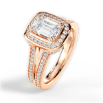 Mackenzie Emerald Cut Lab Grown Diamond 18Kt Rose Gold Engagement Ring - View 3
