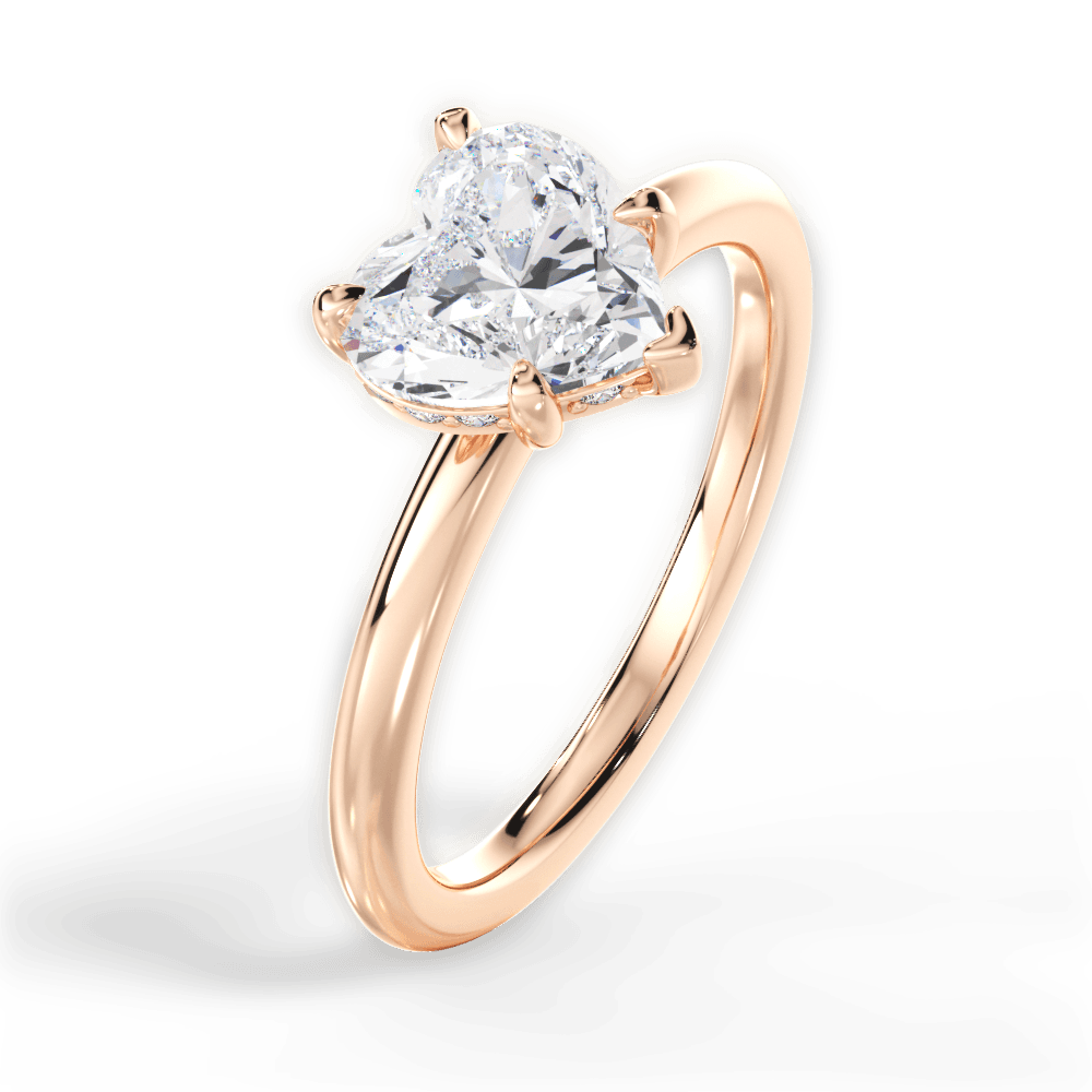 Brenda Heart Cut Lab Grown Diamond 18Kt Rose Gold Engagement Ring - View 3