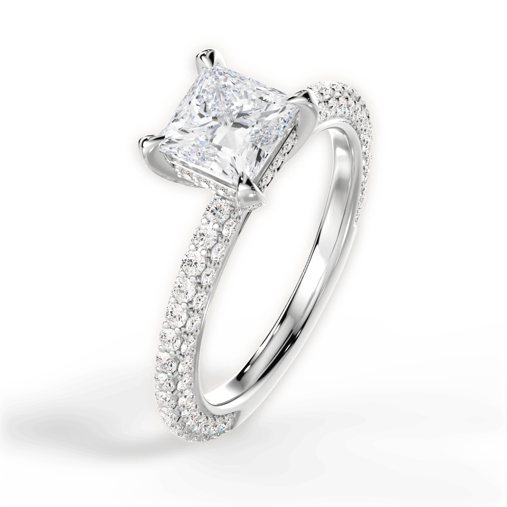 Madeline Princess Cut Lab Grown Diamond 18Kt White Gold Engagement Ring - View 3