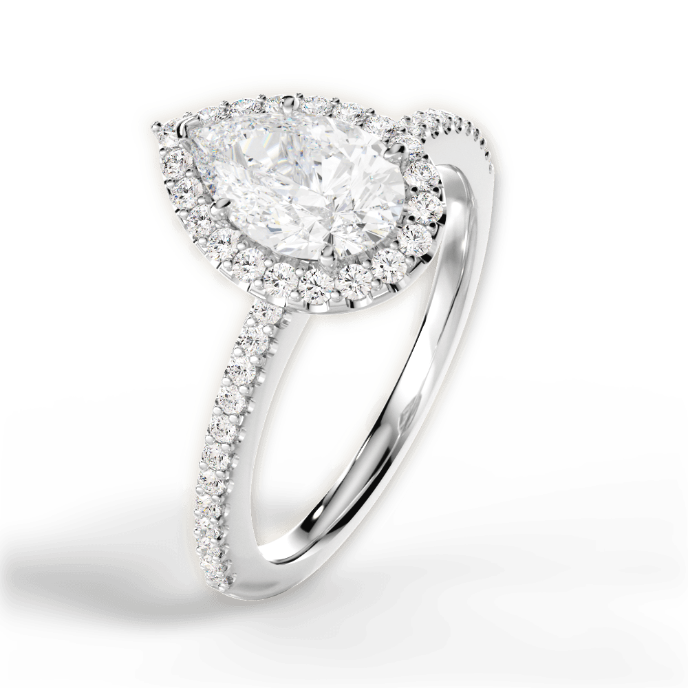 Joanne Pear Cut Lab Grown Diamond 14Kt White Gold Engagement Ring - View 2