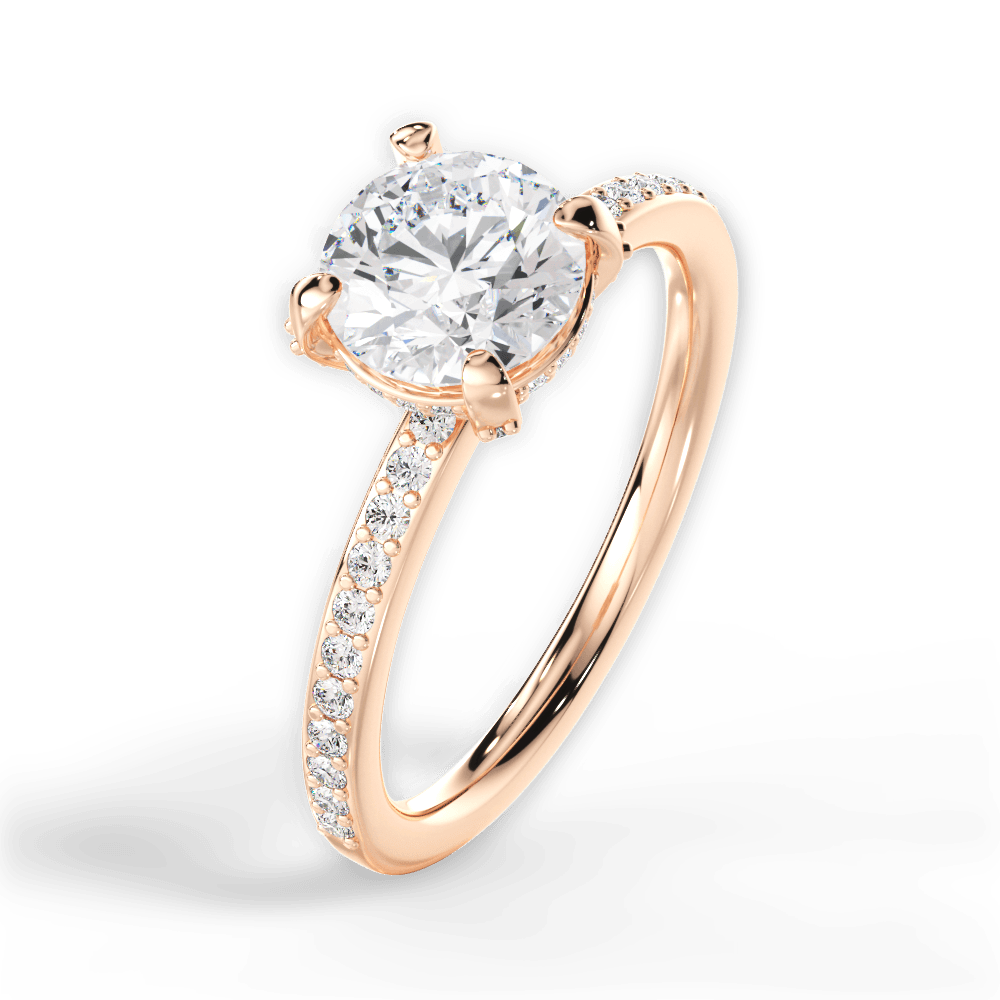 Janice Round Cut Lab Grown Diamond 18Kt Rose Gold Engagement Ring - View 4