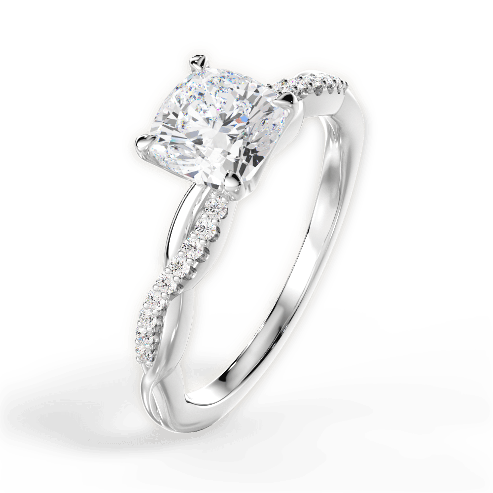 Charlotte Cushion Cut Lab Grown Diamond Platinum Engagement Ring - View 2