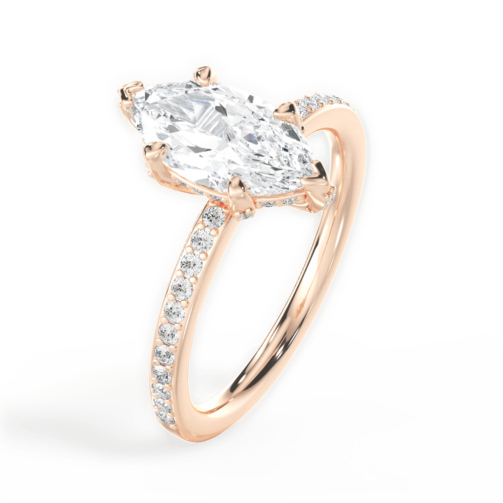 Janice Marquise Cut Lab Grown Diamond 18Kt Rose Gold Engagement Ring - View 3