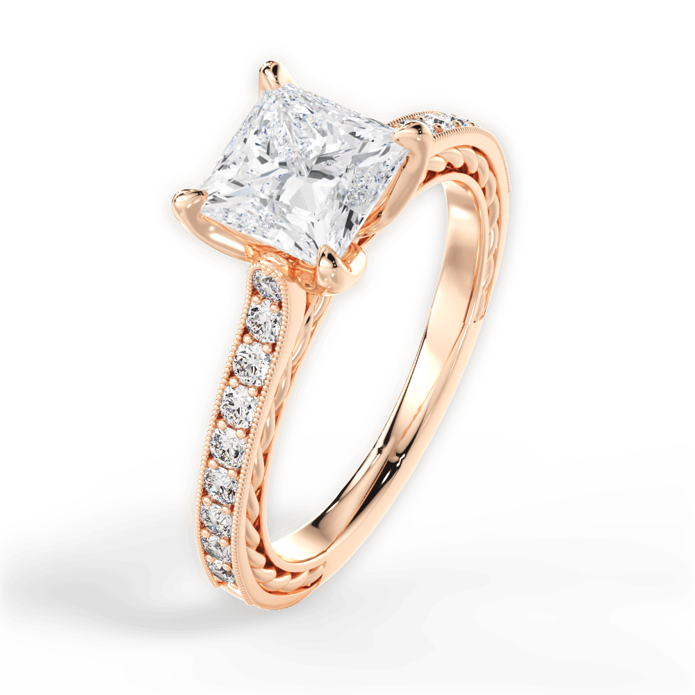 Gilda Princess Cut Lab Grown Diamond 18Kt Rose Gold Engagement Ring - View 3