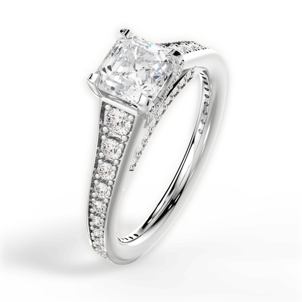 Leslie Asscher Cut Lab Grown Diamond Platinum Engagement Ring - View 2