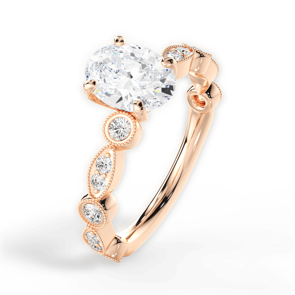 Edith Oval Cut Lab Grown Diamond 18Kt Rose Gold Engagement Ring - View 3